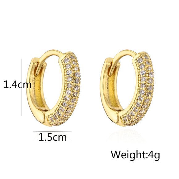 3/$35 18k Gold Plated Copper Hoop Earrings Huggies Cubic Zirconia Diamond - Picture 6 of 6